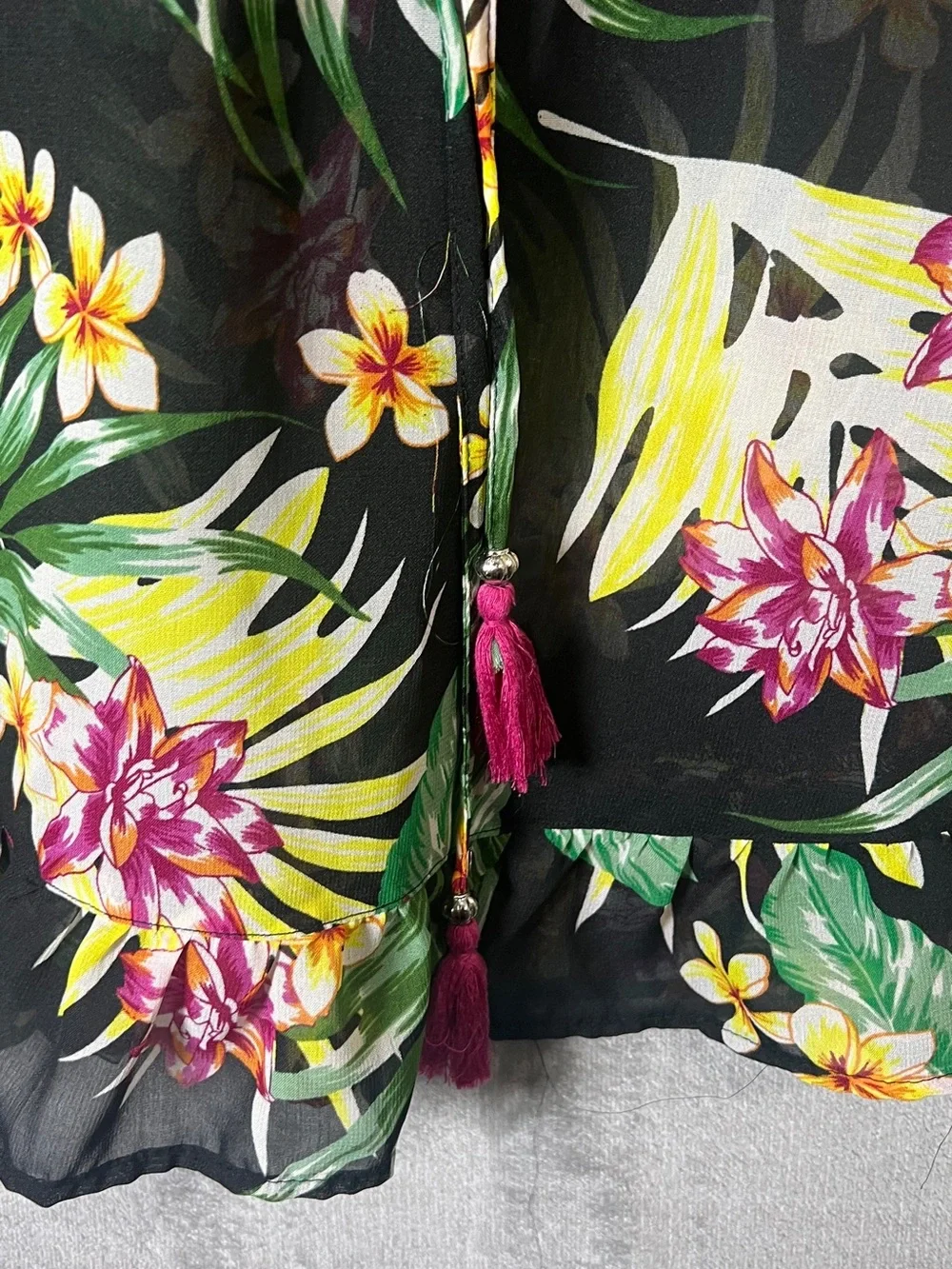 Men's Black Tropical Swim Cover-Up